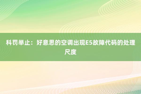 科罚举止：好意思的空调出现E5故障代码的处理尺度